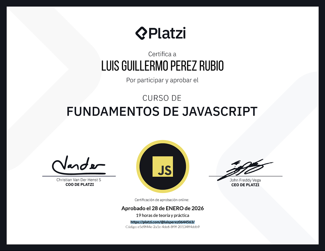 Certificado: Fundamentos de JavaScript