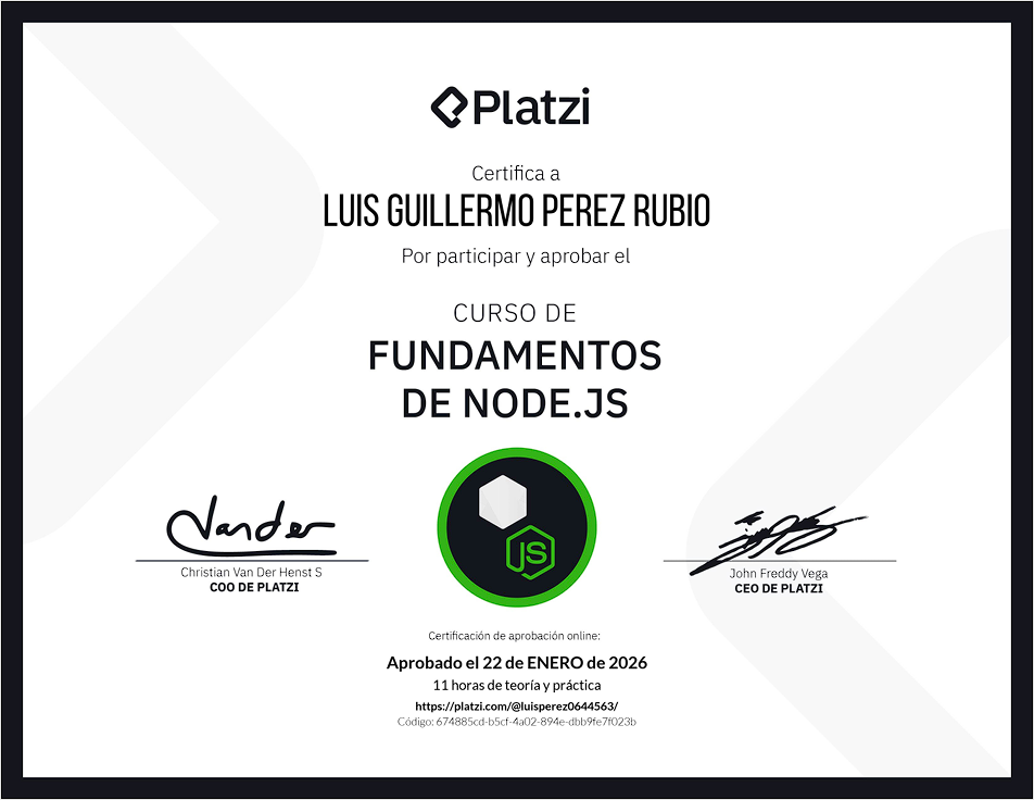 Certificado: Fundamentos de Node.js