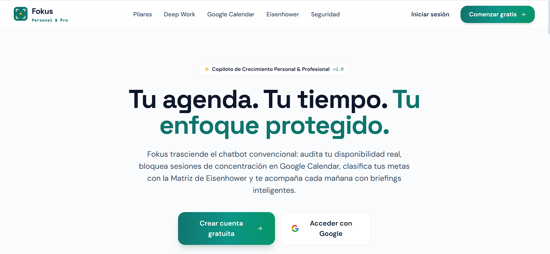 Captura 1 de Fokus — Copiloto de Productividad Ejecutiva con IA